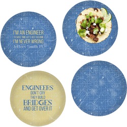 Engineer Quotes Set of 4 Glass Lunch / Dinner Plate 10" (Personalized)