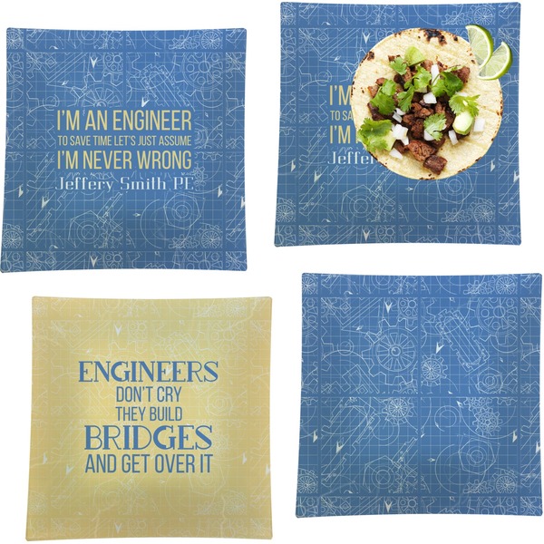 Engineer Quotes Set of Square Dinner Plates