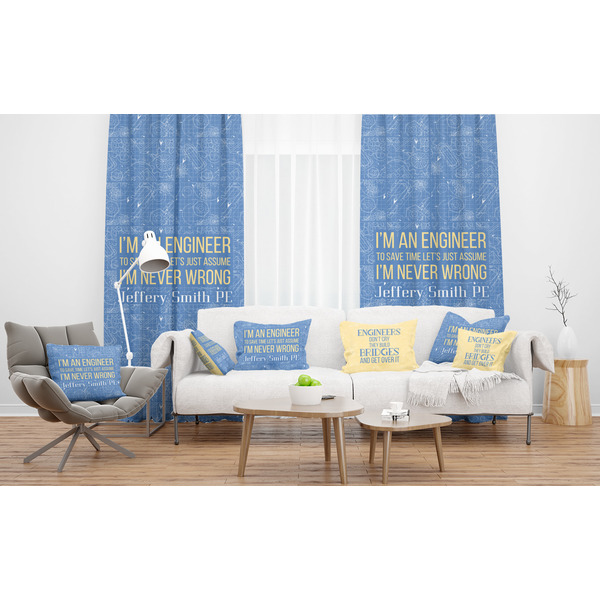 Engineer Quotes Sheer and Custom Curtains in Room with Matching Pillows