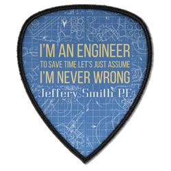 Engineer Quotes Iron on Shield Patch A w/ Name or Text