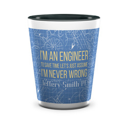 Engineer Quotes Ceramic Shot Glass - 1.5 oz - Two Tone - Set of 4 (Personalized)