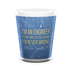 Engineer Quotes Ceramic Shot Glass - 1.5 oz - White - Set of 4 (Personalized)