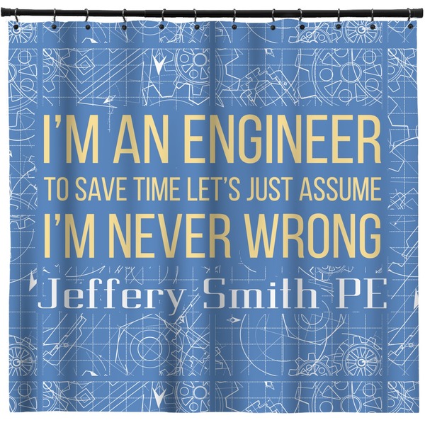 Custom Engineer Quotes Shower Curtain - 71" x 74" (Personalized)