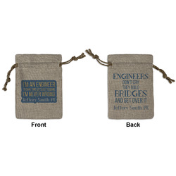 Engineer Quotes Small Burlap Gift Bag - Front & Back (Personalized)