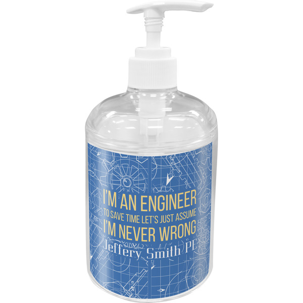 Custom Engineer Quotes Acrylic Soap & Lotion Bottle (Personalized)