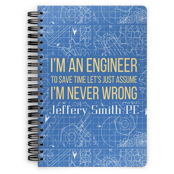 Custom Engineer Quotes Spiral Notebook - 7x10 w/ Name or Text