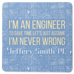 Engineer Quotes Square Rubber Backed Coaster (Personalized)