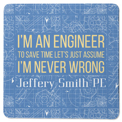 Engineer Quotes Square Rubber Backed Coaster (Personalized)