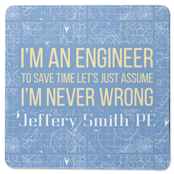 Custom Engineer Quotes Square Rubber Backed Coaster (Personalized)