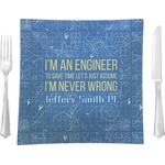 Engineer Quotes 9.5" Glass Square Lunch / Dinner Plate- Single or Set of 4 (Personalized)
