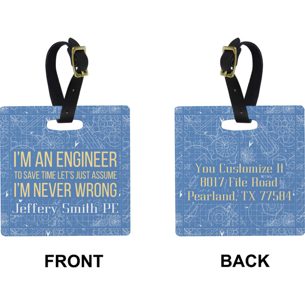 Engineer Quotes Square Luggage Tag (Front + Back)