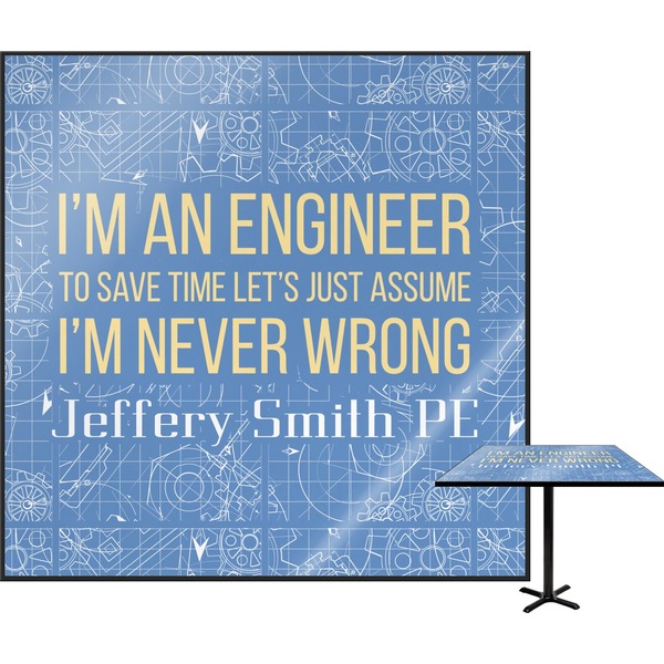 Custom Engineer Quotes Square Table Top - 30" (Personalized)