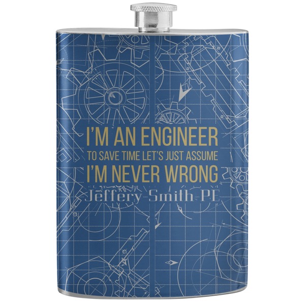 Custom Engineer Quotes Stainless Steel Flask (Personalized)