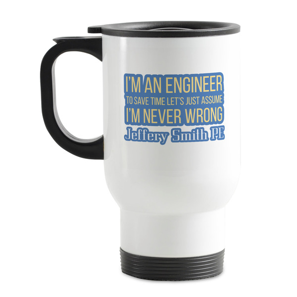 Custom Engineer Quotes Stainless Steel Travel Mug with Handle