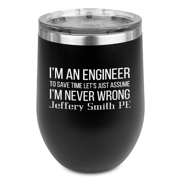 Custom Engineer Quotes Stemless Stainless Steel Wine Tumbler - Black - Double Sided (Personalized)
