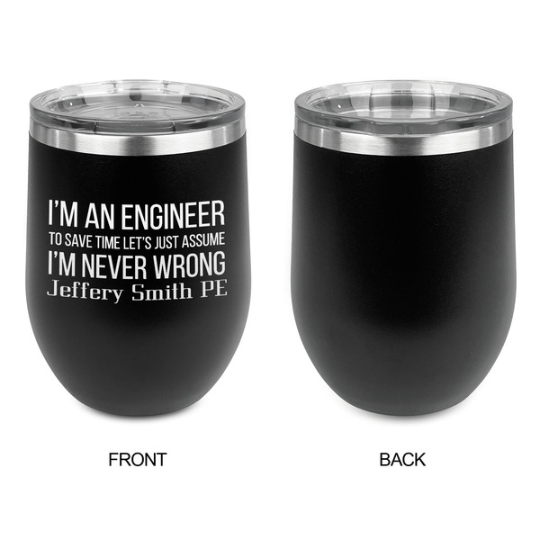 Engineer Quotes Stainless Wine Tumblers - Black - Single Sided - Approval