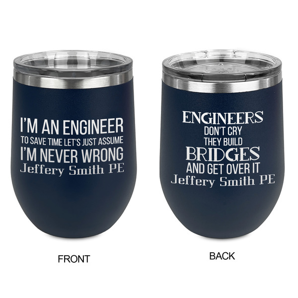 Engineer Quotes Stainless Wine Tumblers - Navy - Double Sided - Approval