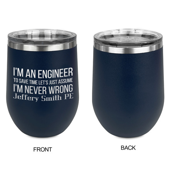 Engineer Quotes Stainless Wine Tumblers - Navy - Single Sided - Approval