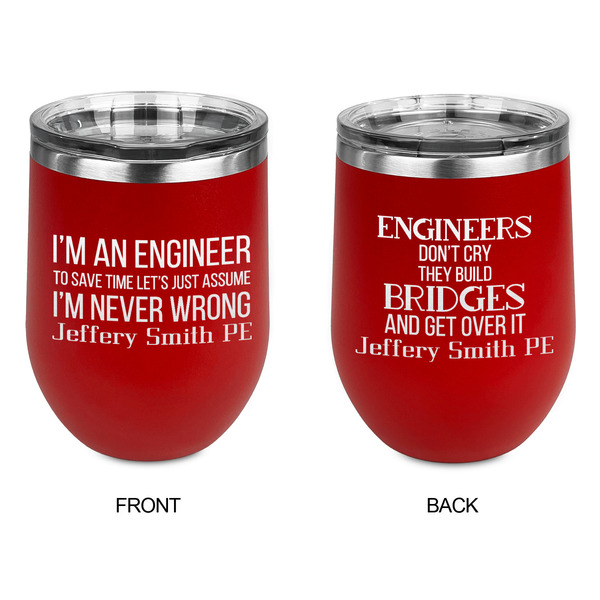 Engineer Quotes Stainless Wine Tumblers - Red - Double Sided - Approval
