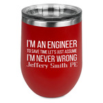 Engineer Quotes Stemless Stainless Steel Wine Tumbler - Red - Single Sided (Personalized)