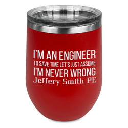 Engineer Quotes Stemless Stainless Steel Wine Tumbler - Red - Single Sided (Personalized)