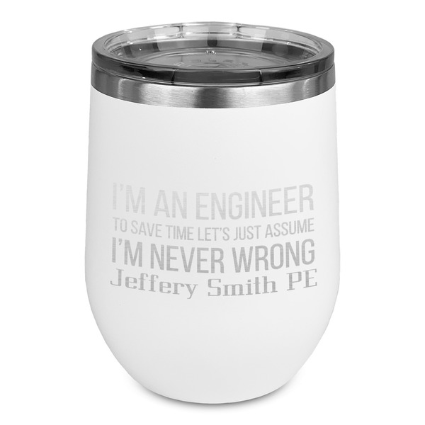 Custom Engineer Quotes Stemless Stainless Steel Wine Tumbler - White - Single Sided (Personalized)