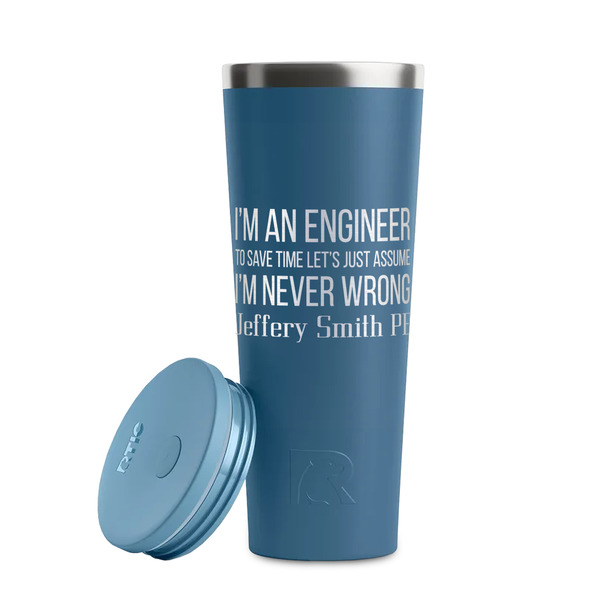 Engineer Quotes Steel Blue RTIC Everyday Tumbler - 28 oz. - Lid Off