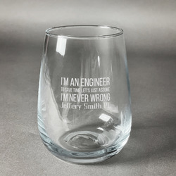 Engineer Quotes Stemless Wine Glass (Single) (Personalized)