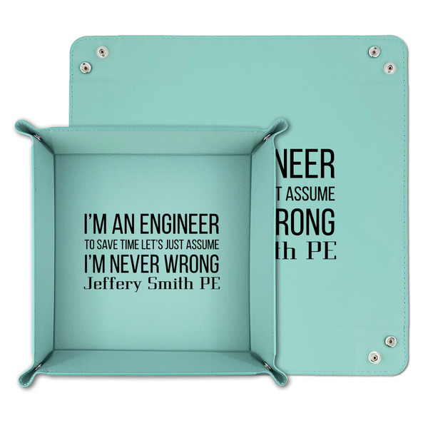 Engineer Quotes Teal Faux Leather Valet Trays - PARENT MAIN