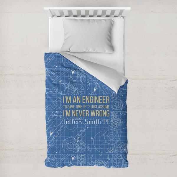 Custom Engineer Quotes Toddler Duvet Cover w/ Name or Text