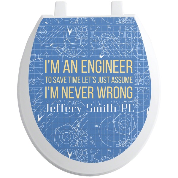 Custom Engineer Quotes Toilet Seat Decal - Round (Personalized)