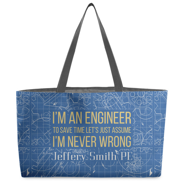 Custom Engineer Quotes Beach Totes Bag - w/ Black Handles (Personalized)