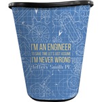 Engineer Quotes Waste Basket - Single Sided (Black) (Personalized)