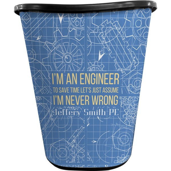 Custom Engineer Quotes Waste Basket - Double Sided (Black) (Personalized)