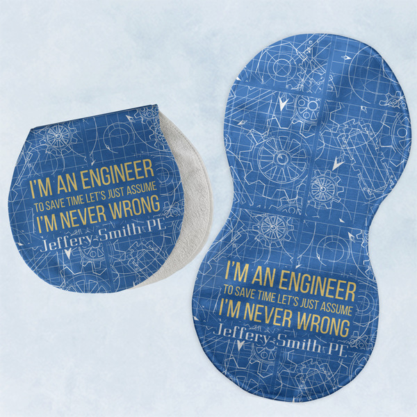 Custom Engineer Quotes Burp Pads - Velour - Set of 2 w/ Name or Text