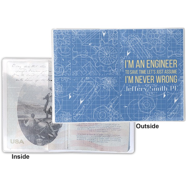 Engineer Quotes Vinyl Passport Holder - Flat Front and Back