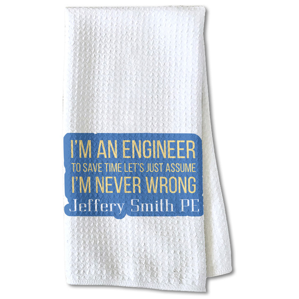 Custom Engineer Quotes Kitchen Towel - Waffle Weave - Partial Print (Personalized)
