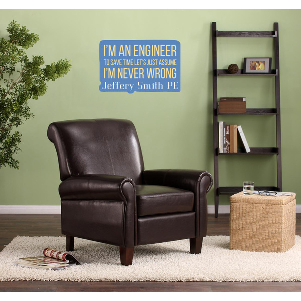 Engineer Quotes Wall Graphic on Living Room Wall