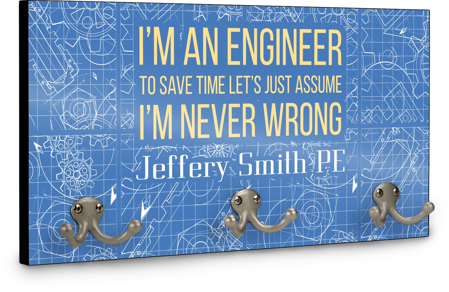 Custom Engineer Quotes Wall Mounted Coat Rack (Personalized