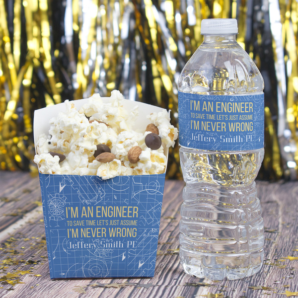 Engineer Quotes Water Bottle Label - w/ Favor Box