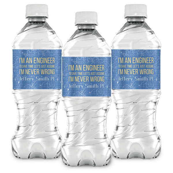 Engineer Quotes Water Bottle Labels - Front View