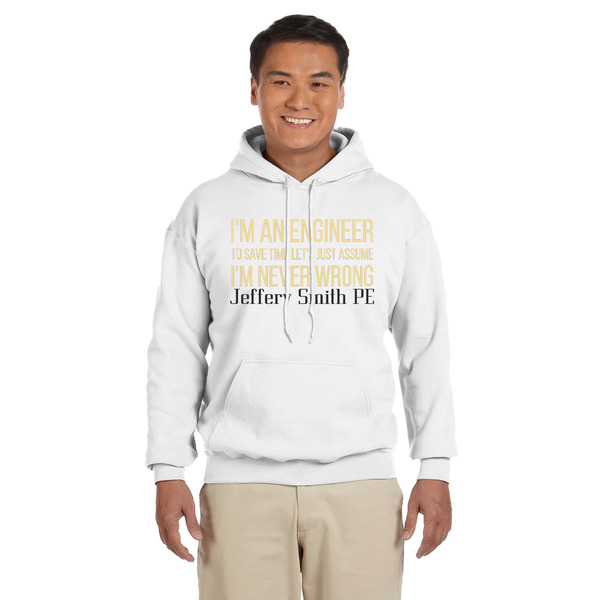 Custom Engineer Quotes Hoodie - White - XL (Personalized)