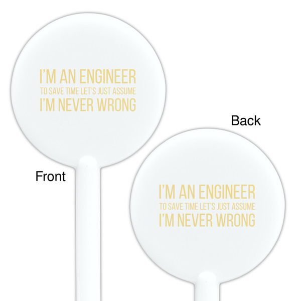 Engineer Quotes White Plastic 5.5" Stir Stick - Double Sided - Round - Front & Back