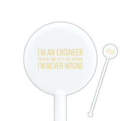 Engineer Quotes 5.5" Round Plastic Stir Sticks - White - Single Sided