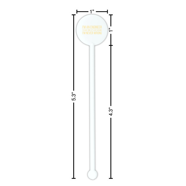 Engineer Quotes White Plastic 5.5" Stir Stick - Round - Dimensions