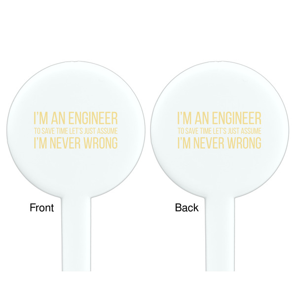 Engineer Quotes White Plastic 7" Stir Stick - Double Sided - Round - Front & Back