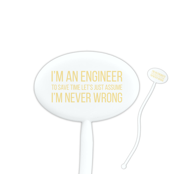 Custom Engineer Quotes 7" Oval Plastic Stir Sticks - White - Double Sided
