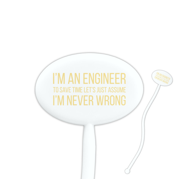 Custom Engineer Quotes 7" Oval Plastic Stir Sticks - White - Single Sided