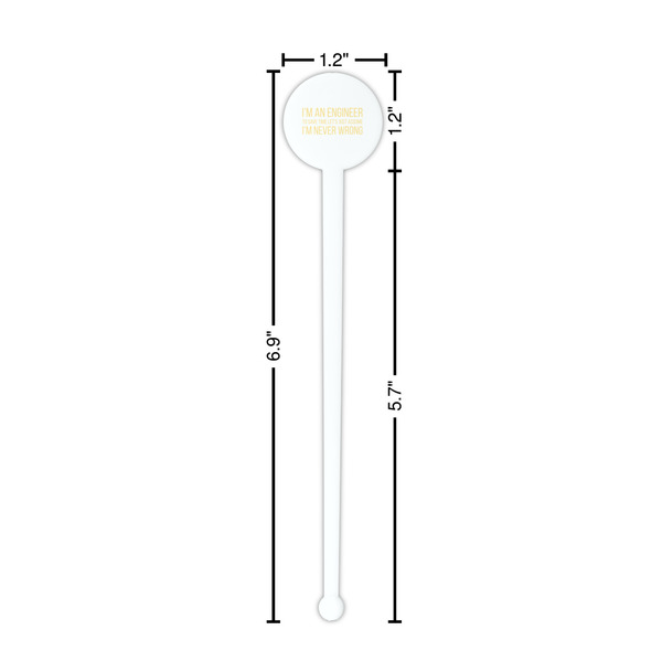 Engineer Quotes White Plastic 7" Stir Stick - Round - Dimensions