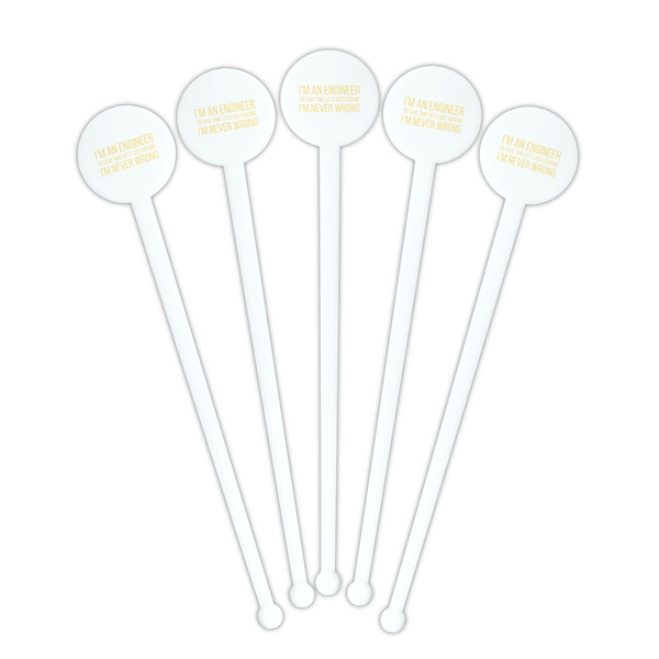 Engineer Quotes White Plastic 7" Stir Stick - Round - Fan View